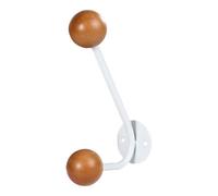 GoodHome Corne White & Natural Metal & Schima Wall-Mounted Hat & Coat Hook (H)185mm (D)107mm