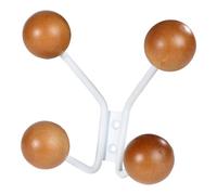 GoodHome Corne White & Natural Metal & Schima Wall-Mounted Quadruple Hook (H)126mm (D)58mm