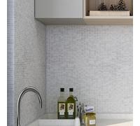 GoodHome Crillo White Matt Striped Natural Stone Mosaic Tile Sheet, (L)306mm (W)310mm
