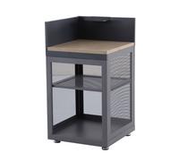 GoodHome Cucino Powder-Coated Grey Corner Steel Wood Effect Outdoor Kitchen Cabinet Unit