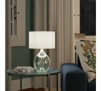 GoodHome Cushing Teardrop Shiny Green & Cream Table Lamp