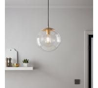 GoodHome Dacite Transparent Brass Effect Pendant Ceiling Light, (Dia)280mm