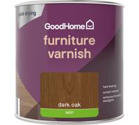 GoodHome Dark Oak Satin Multi-Surface Furniture Wood Varnish, 250Ml