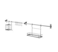 GoodHome Datil Silver Chrome-Plated Steel Kitchen Accessory Rail (H)250mm (L)1204mm
