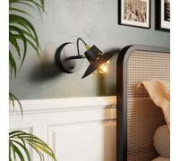 GoodHome Delagoa Industrial Matt Black & Gold Antique Brass Effect Wired Led Wall Light