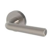 GoodHome Dizel Brushed Grey Nickel Effect Aluminium & Zamak Straight Lever On Rose Door Handle (L)121.5mm, Pair