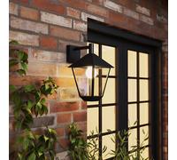 GoodHome Docker Fixed Matt Black Mains-Powered Outdoor Down Wall Light