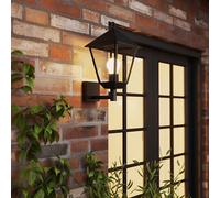 GoodHome Docker Fixed Matt Black Mains-Powered Outdoor Up Wall Light