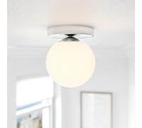 GoodHome Dorres Glass & Metal White, Silver Chrome Effect Ceiling Light