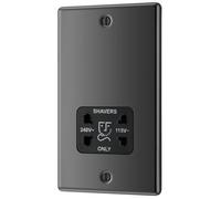 GoodHome Double Raised Rounded Screwed Shaver Socket Gloss Black Nickel Effect