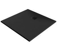 GoodHome Douro Matt Black Square Centre Drain Shower Tray (L)900mm (W)900mm (H) 25mm