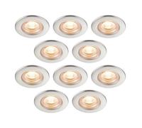 GoodHome Drexler Satin Nickel Effect Fixed Led Fire-Rated Warm White Downlight Ip65, Pack Of 10