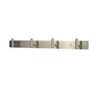 GoodHome Dukkah Satin Grey Nickel Effect Stainless Steel 4 Hook Rail (L)450mm (H)49mm