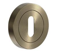 GoodHome Duod Brushed Antique Brass Effect Zinc Alloy Door Handle, Pair