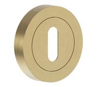 GoodHome Duod Brushed Brass Effect Zinc Alloy Round Door Escutcheon