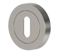 GoodHome Duod Brushed Nickel Effect Zinc Alloy Round Door Escutcheon