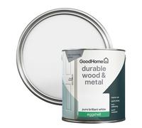 GoodHome Durable Pure Brilliant White Eggshell Metal & Wood Paint, 2.5L
