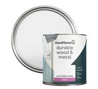 GoodHome Durable Pure Brilliant White Satinwood Metal & Wood Paint, 2.5L