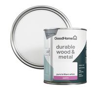 GoodHome Durable Pure Brilliant White Satinwood Metal & Wood Paint, 750Ml