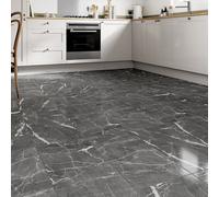 GoodHome Elegance Marble Grey Gloss Marble Effect Ceramic Indoor Wall & Floor Tile, Pack Of 6, (L)600mm (W)300mm