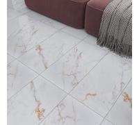 GoodHome Elegance Marble White & Gold Gloss Marble Effect Ceramic Indoor Wall & Floor Tile, Pack Of 6, (L)600mm (W)300mm