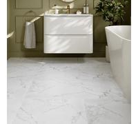 GoodHome Elegance Marble White & Grey Matt Marble Effect Porcelain Indoor Wall & Floor Tile, Pack Of 3, (L)600mm (W)600mm