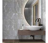 GoodHome Elegance Silver Gloss Marble Effect Ceramic Indoor Wall Tile, Pack Of 12, (L)600mm (W)200mm