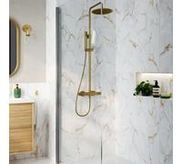 GoodHome Elegance White & Gold Gloss Marble Effect Ceramic Indoor Wall Tile, Pack Of 12, (L)600mm (W)200mm