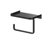 GoodHome Elland Matt Black Wall-Mounted Toilet Roll Holder With Shelf (H)118mm (W)1750mm