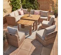 GoodHome Elos Beige Rattan Effect 9 Seater Modular Corner Dining Set