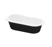 GoodHome Emba Matt Black Acrylic Freestanding Roll-Top Double Ended Bath (L)1700mm (W)800mm