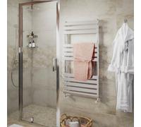 GoodHome Emsworth Chrome Effect 1006Btu Vertical Towel Radiator (W)500mm X (H)974mm