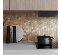 GoodHome Enaide Gloss & Matt Hexagon Copper & Stainless Steel Mosaic Tile Sheet, (L)296mm (W)299mm