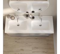 GoodHome Endell Gloss White Rectangular Double Vanity Basin (W)123.6Cm
