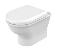 GoodHome Endell White Vortex Rimless Wall Hung Round Toilet Pan With Soft Close Seat