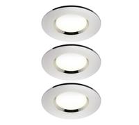 GoodHome Etana Polished Chrome Effect Non-Adjustable Led Neutral White Downlight 4.7W Ip65, Pack Of 3