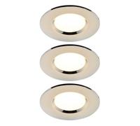 GoodHome Etana Polished Chrome Effect Non-Adjustable Led Warm White Downlight 4.7W Ip65, Pack Of 3