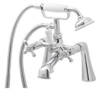 GoodHome Etel Gloss Chrome Wall-Mounted Bath Mixer Tap With Shower Kit