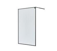 GoodHome Ezili Black Textured Glass Fixed Walk-In Front Shower Panel (H)195Cm (W)119Cm