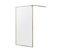 GoodHome Ezili Brass Effect Clear Glass Fixed Walk-In Front Shower Panel (H)195Cm (W)119Cm