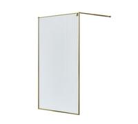 GoodHome Ezili Brass Effect Textured Glass Fixed Walk-In Front Shower Panel (H)195Cm (W)119Cm
