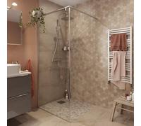 GoodHome Ezili Clear Toughened Safety Glass Minimal Frame Walk-In Wet Room Glass Screen (H)195Cm (W)89Cm