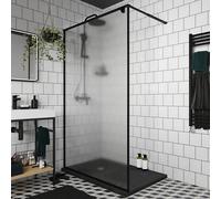 GoodHome Ezili Matt Textured Minimal Frame Walk-In Wet Room Glass Screen (H)195Cm (W)120Cm