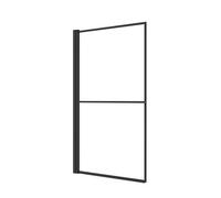 GoodHome Ezili Straight 1 Panel Clear Glass Black Bath Screen, (W) 850mm (H) 1400mm