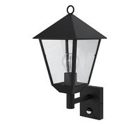 GoodHome Fixed Matt Black Pir Motion Sensor Outdoor Lantern Wall Light 25W