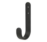 GoodHome Flat Profile Black Zinc Alloy Wall-Mounted J-Shaped Single Hook (H)90mm (D)40mm
