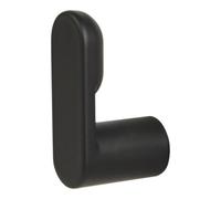 GoodHome Flat Profile Black Zinc Alloy Wall-Mounted Single Hook (H)62mm (D)37mm