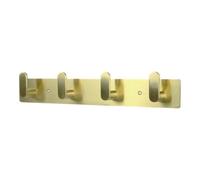 GoodHome Flat Profile Brushed Satin Gold Brass Effect Stainless Steel 4 Hook Rail (L)420mm (H)75mm