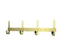 GoodHome Flat Profile Brushed Satin Gold Brass Effect Stainless Steel 4 Hook Rail (L)450mm (H)120mm