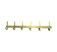 GoodHome Flat Profile Brushed Satin Gold Brass Effect Stainless Steel 6 Hook Rail (L)650mm (H)120mm